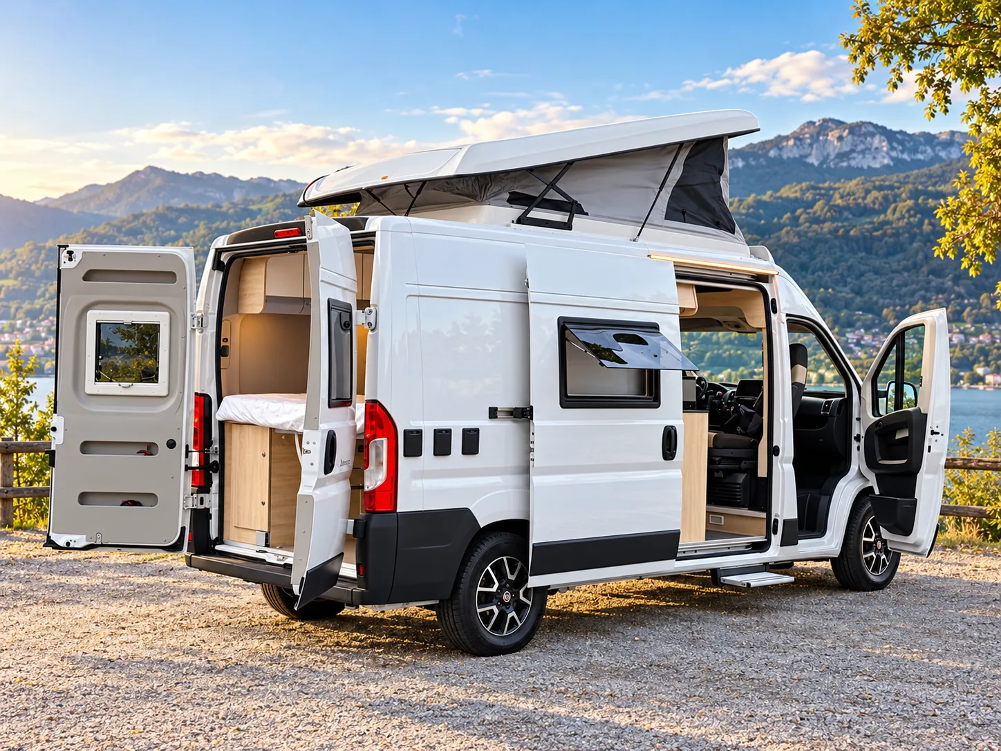 Exterior con puertas abiertas y techo elevado