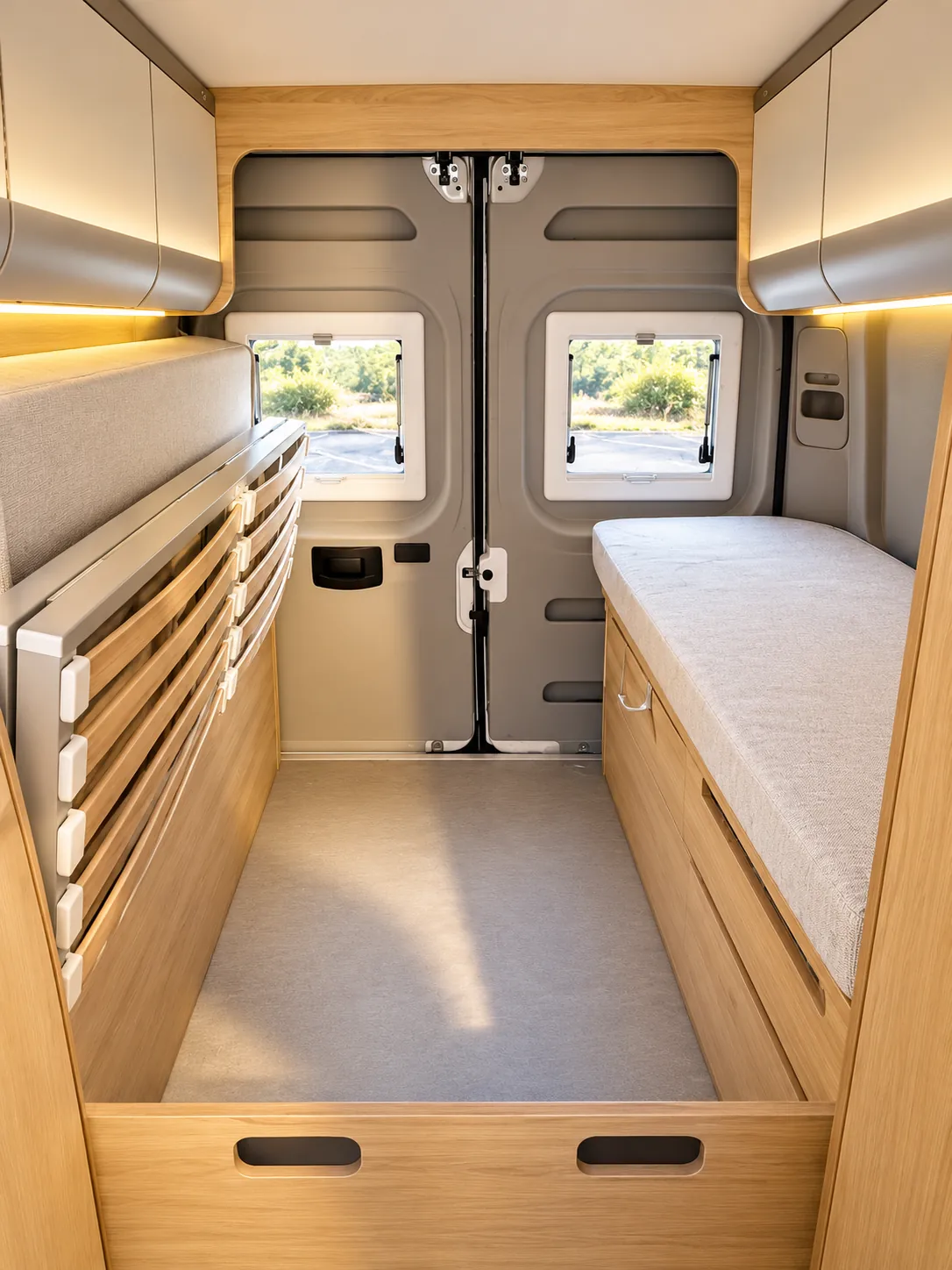 Zona de descanso trasera vista hacia la cabina