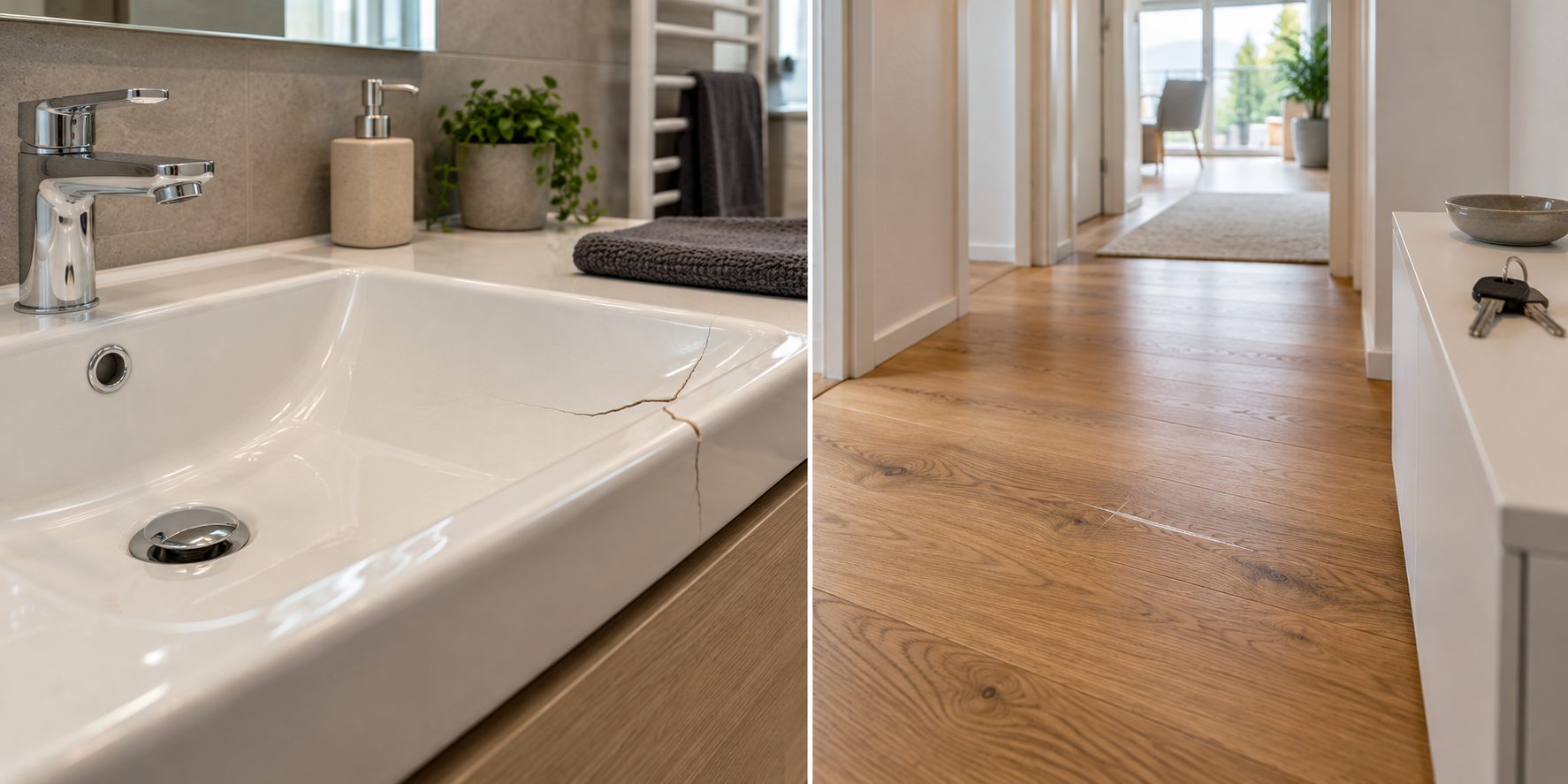 Lavabo y parquet dañados accidentalmente en una vivienda alquilada